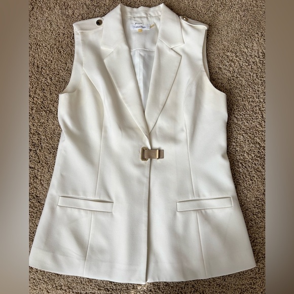 Calvin Klein Jackets & Blazers - Calvin Klein White Tailored Vest | Size Small | Cream